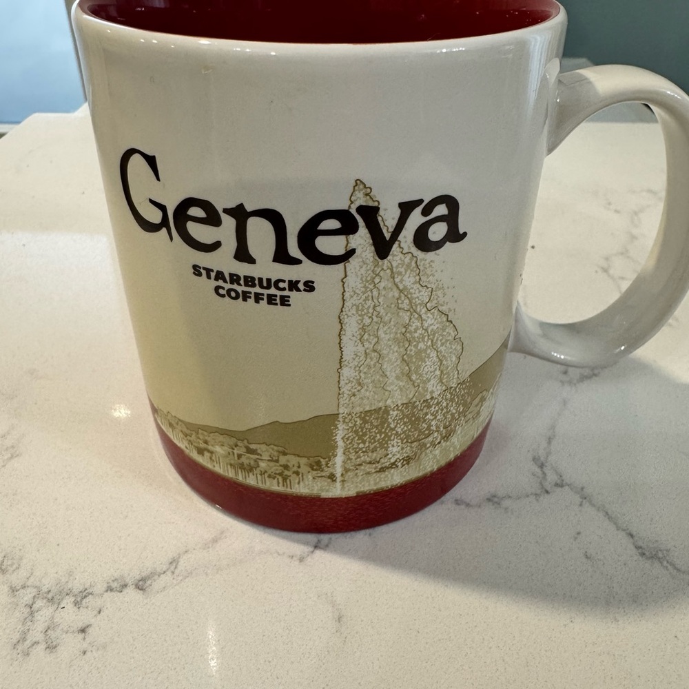 Starbucks Geneva Mug with Red and Cream Accents
